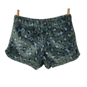 Aerie Fuzzy Pajama Shorts size Small Lounge Elastic Waist Fleece Leopard Cheetah